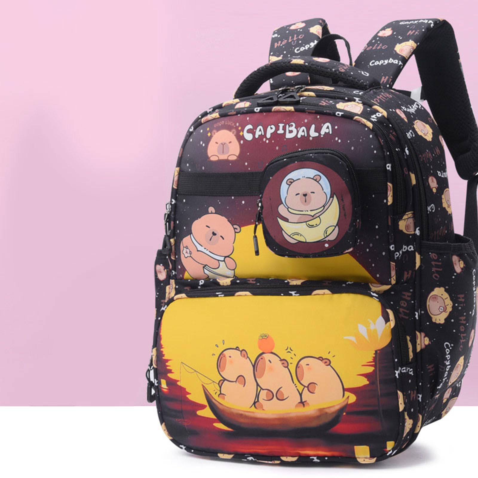 Zaino Bambini, Zaino Asilo Bimbo Scomparti Multipli, Zaino per Bambini per la Scuola Zaino per Bambini Capibara per Ragazzi e Ragazze Borsa a Tracolla spaziosa e Resistente per l'uso Quotidiano