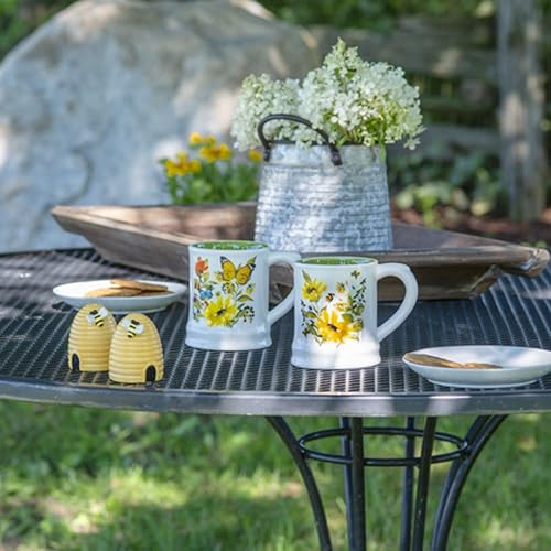 Miniatura 3 de Ganz MG178280 Bee Skep - Salero y pimentero (2 unidades), color amarillo