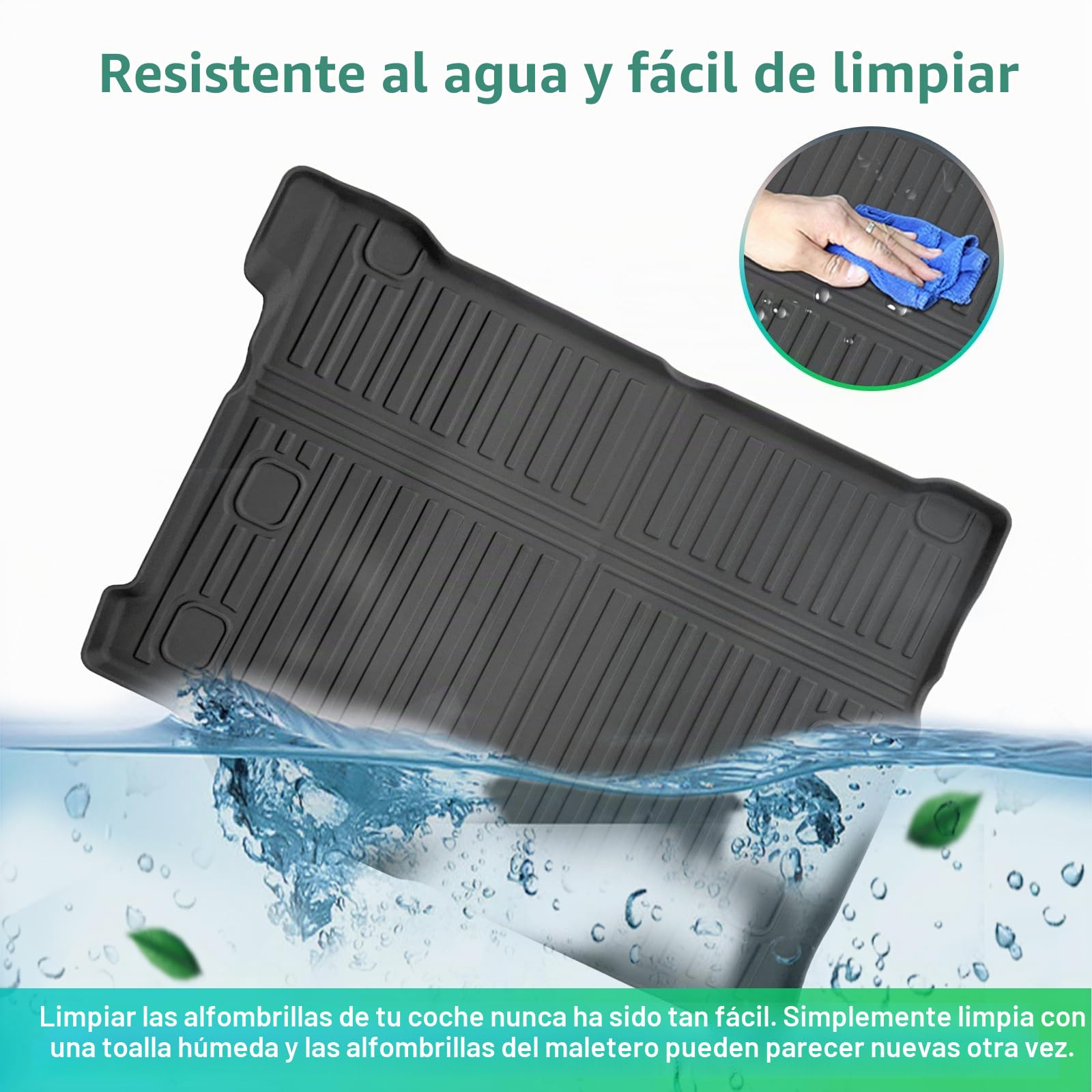 GAFAT J eep Wrangler JL 4XE Plug-in Hybrid 2021-2024 2025 Alfombrilla para Maletero, Fácil de Plegar, Wrangler 4xe TPE Alfombrilla Todas Las Condiciones Climáticas, Original Escaneo 3D, Borde Alto