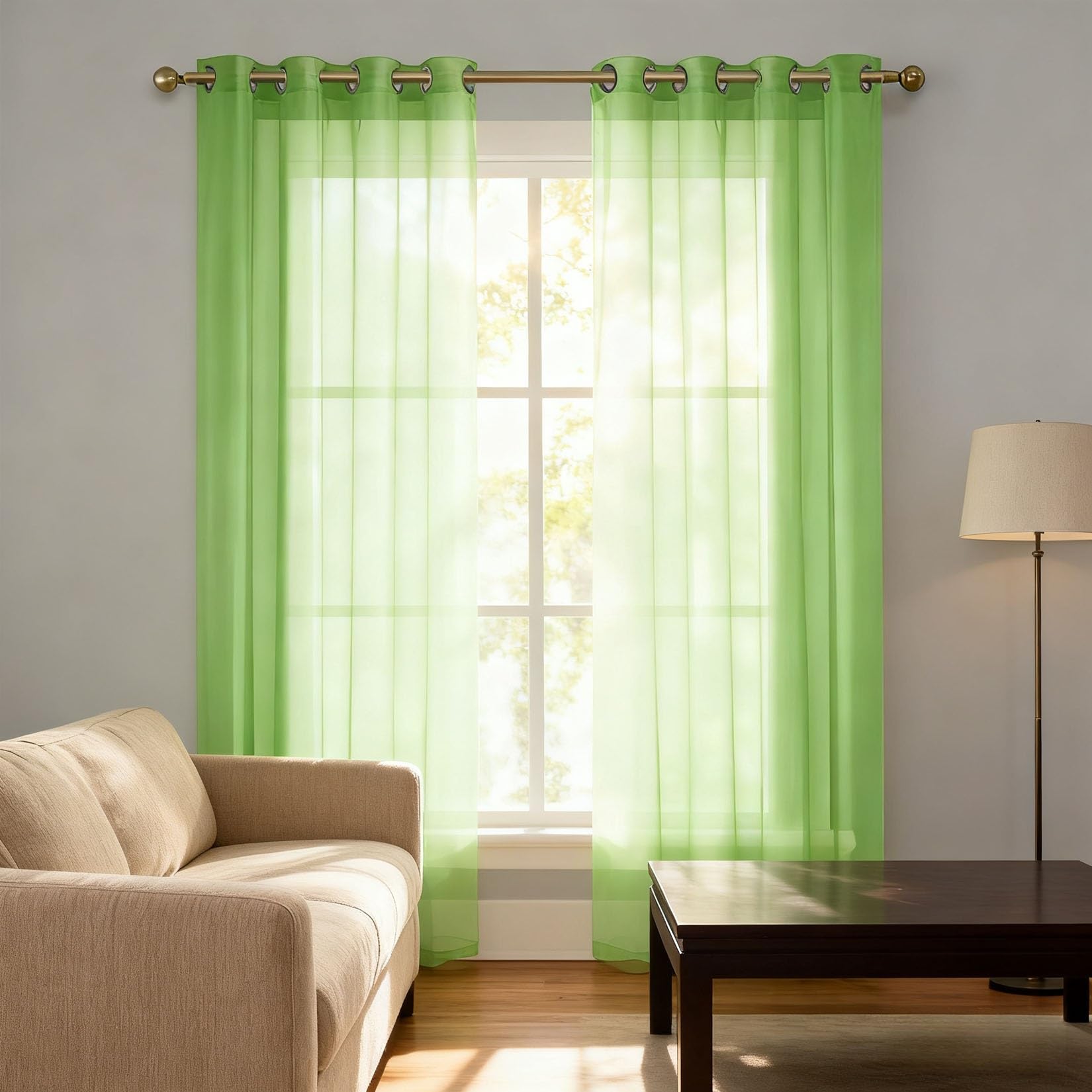 Gordijn Verduisteringsgordijnen 270 x 120 cm Gordijnen Kant en Klaar Effen Ondoorzichtig Geluiddempend Temperatuurregeling Eyelet Gordijnen Voor Badkamer Slaapkamer, Beige