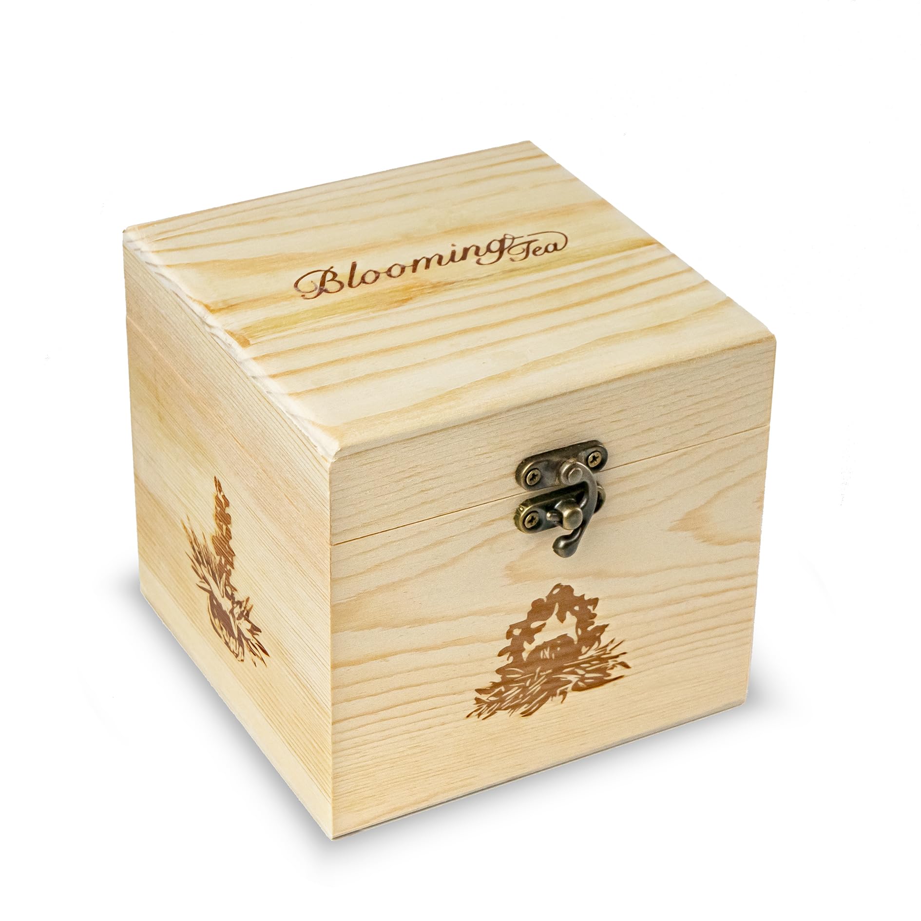 Creano Mix Flores de Té Blanco 6 uds – Cofre de Madera Premium con 6 Variedades – Regalo Sostenible