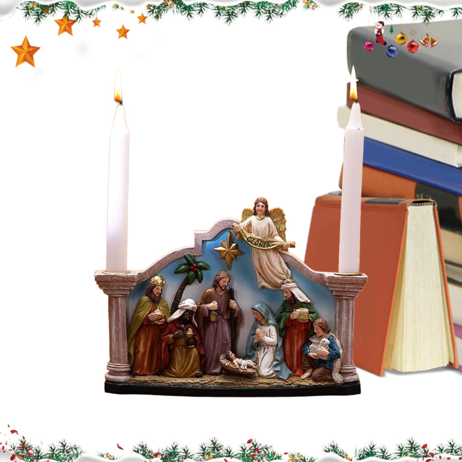 Portabvelas Navideño Candelabro de Navidad Estatuilla