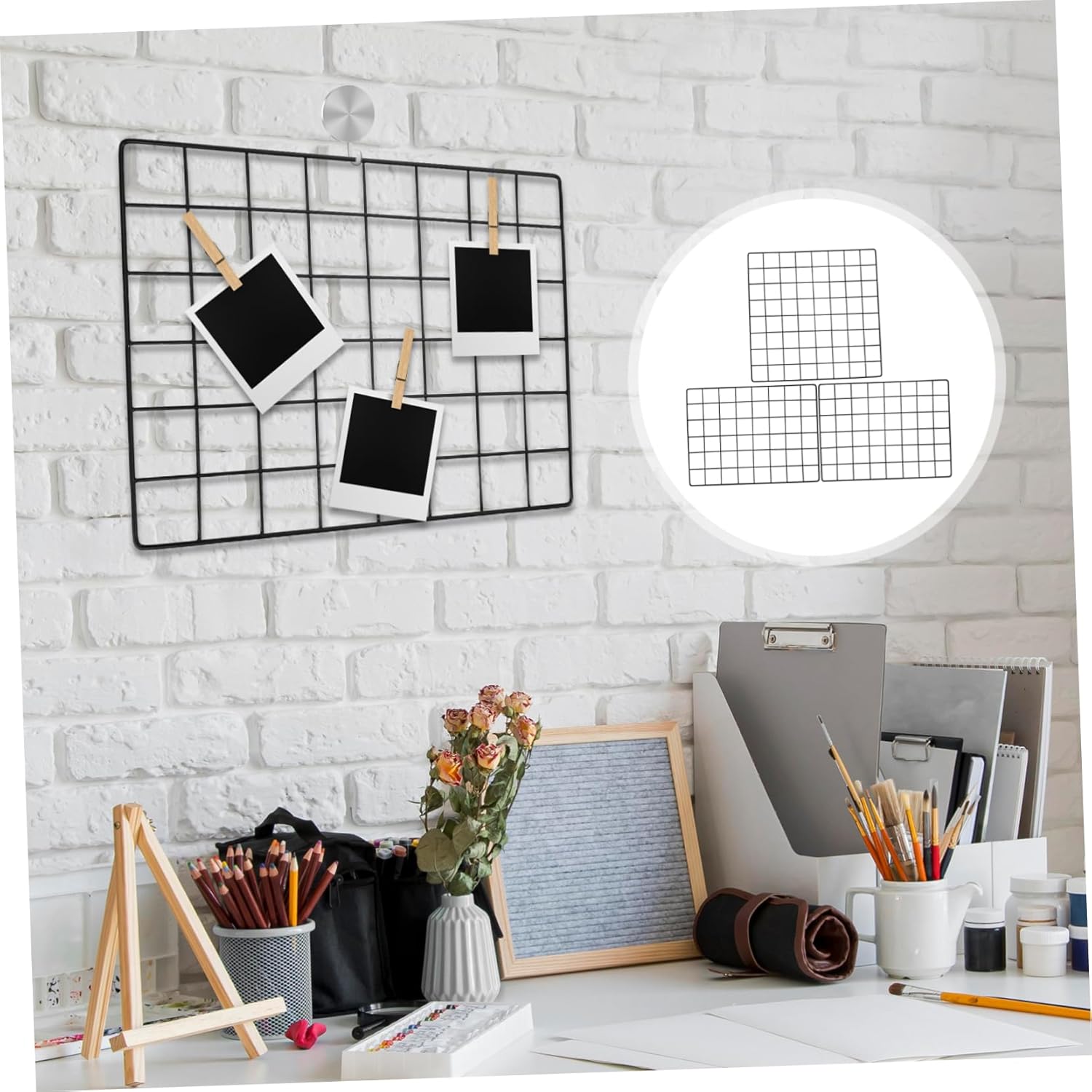 3pcs Panel Photo Display Grid Elegant Design Wall Hanging Decoration for Living Room