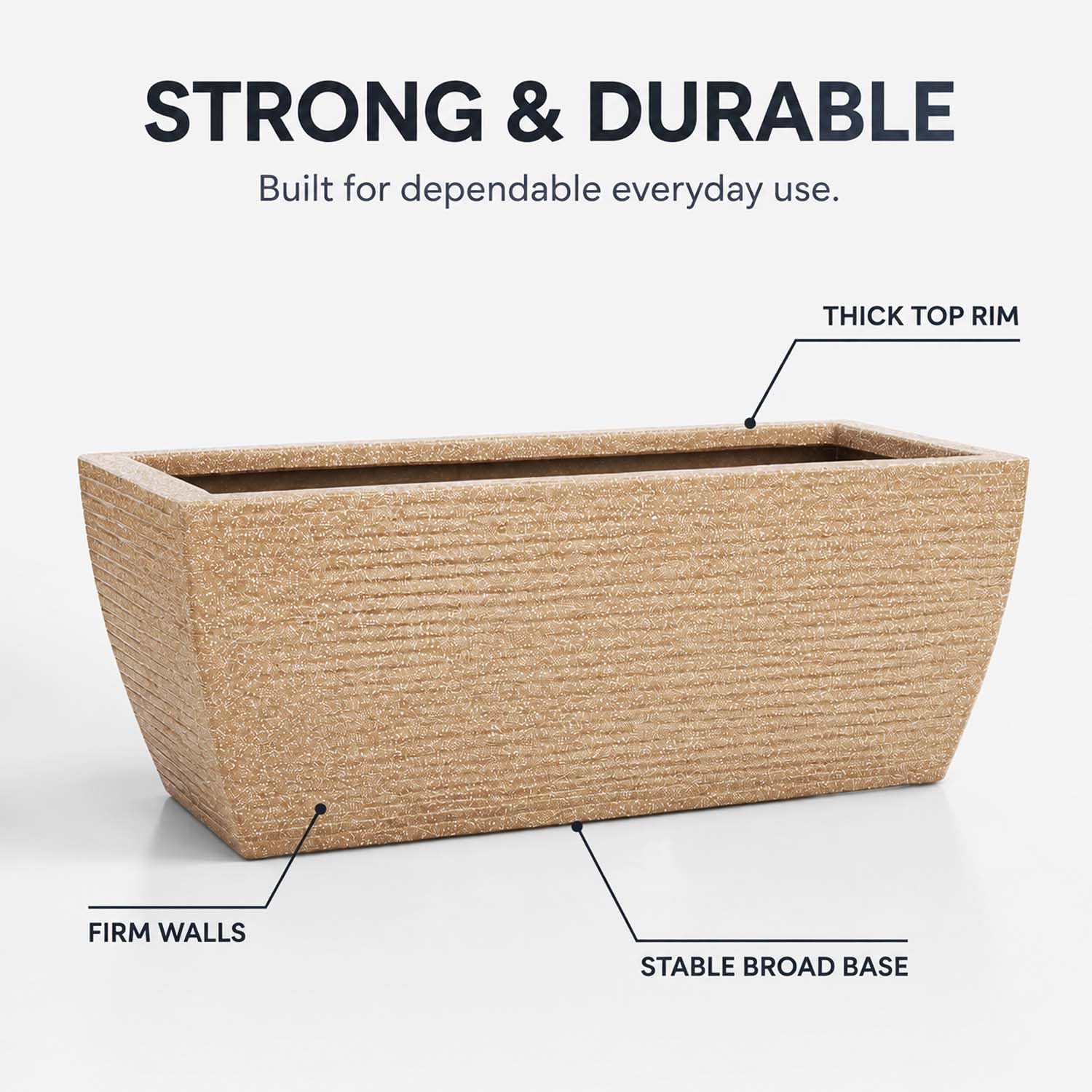 Go Hooked Rectangular Planter - Modern Stone Design -6