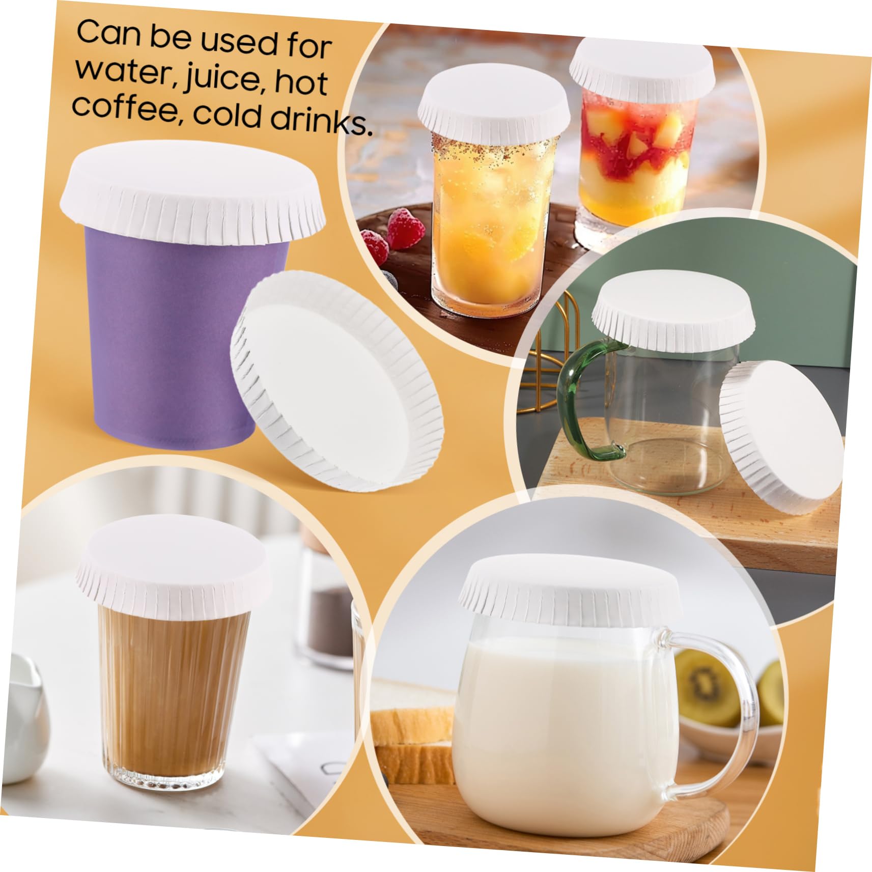 VALICLUD 5 Sätze Deckel Für -pappbecher Trinken Tassendeckel Glasabdeckung Trinkglas Abdecken Glasabdeckungen Für Getränke Pappbecher-abdeckung Papier Weiß 100 Stück * 5