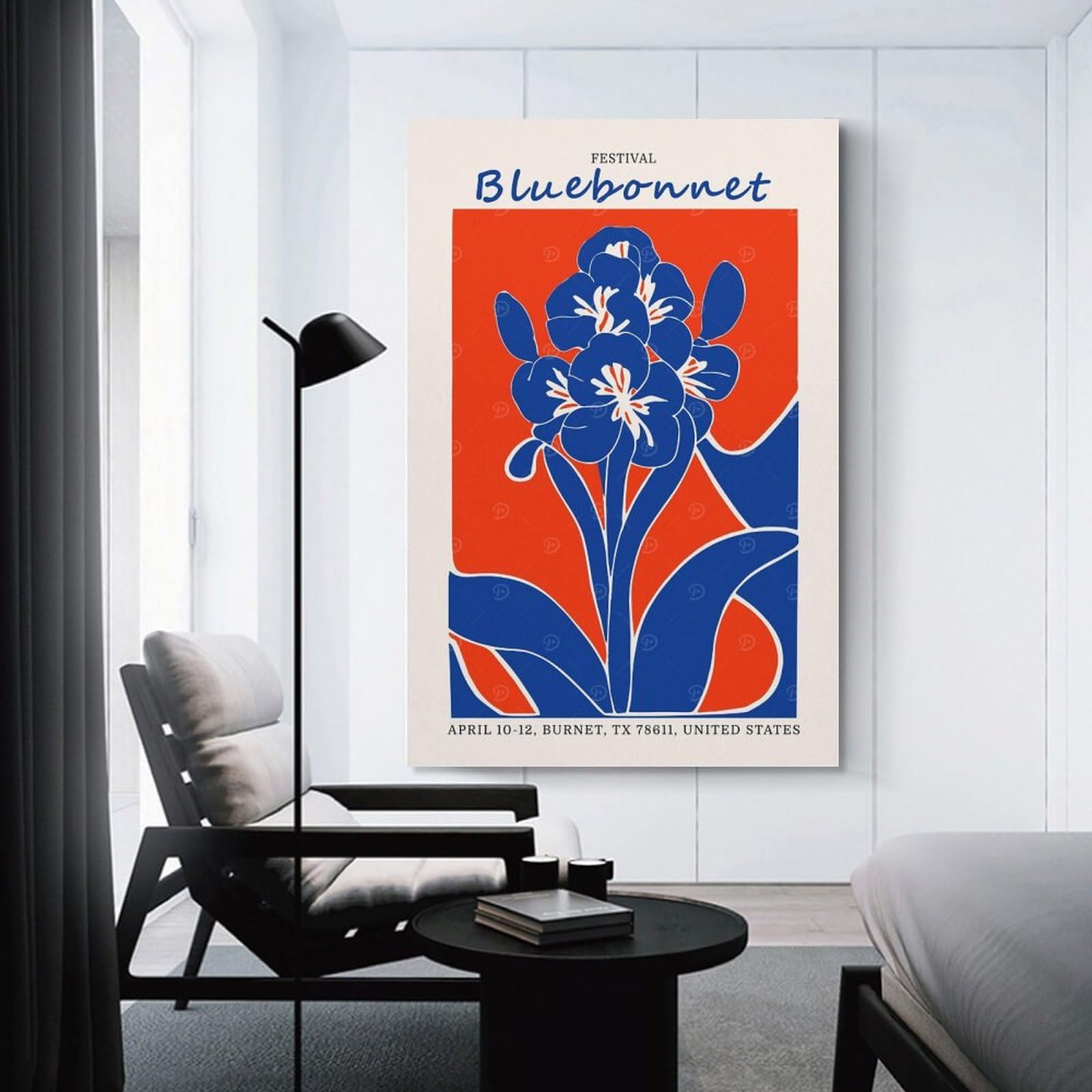 Junmoney Bluebonnet Festival Texas Decorative Canvas Print 24x36inch(60x90cm), for Gallery Wall Layouts in Home Or Office, Home Wall Art for Statement Displays