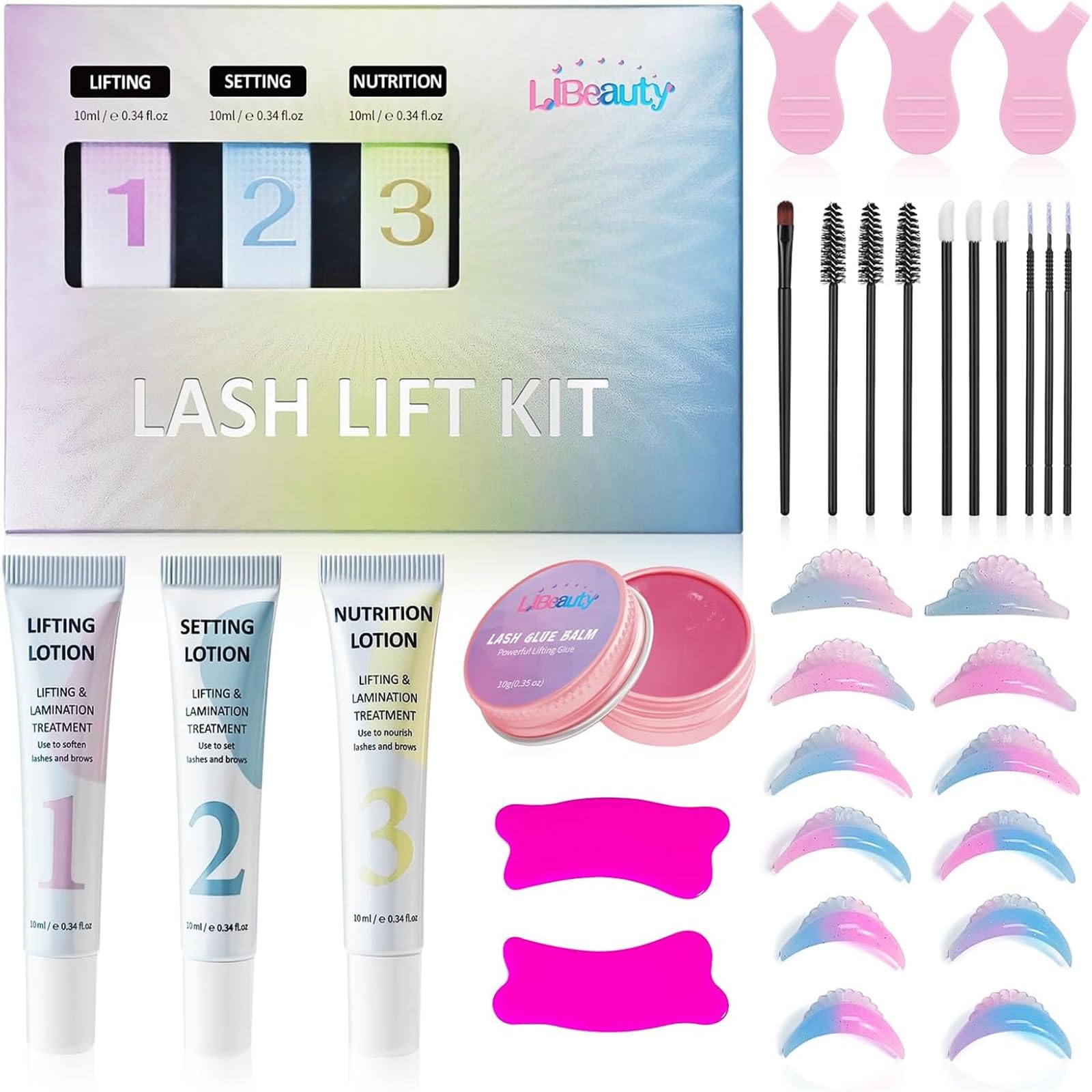 Libeauty Lash Lift Kit 10ml – Eyelash Lift Kit & Brow Lamination Kit with Lash Lift Balm, Tubular Precision Design for Easy At-Home or Salon Use With balm glue