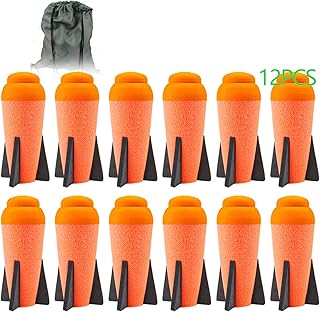 Aevdor Mega Missile Refill for Nerf N-Strike Elite Series, 12 Packs, Compatible Darts Foam Rockets Bullets for Nerf Blaster Gun (Orange)