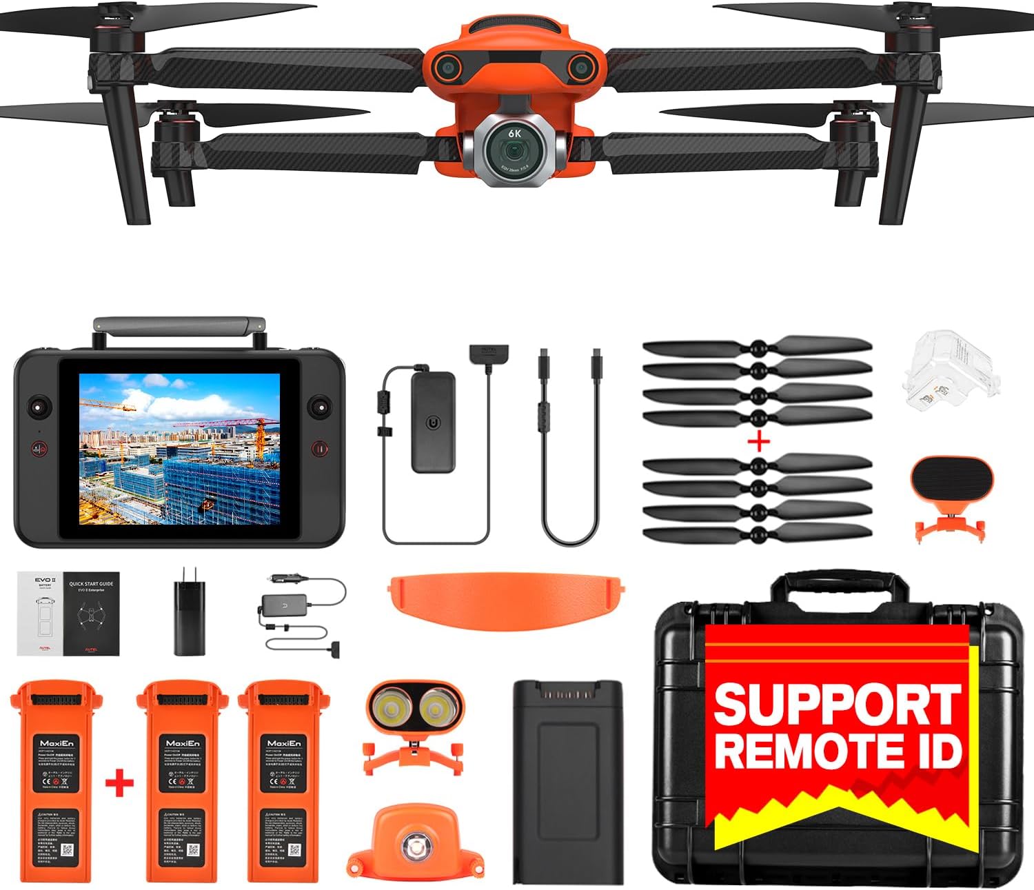 Robotics EVO 2 Pro Enterprise V3 w/Spotlight/Loudspeaker/Strobe | 1" CMOS Sensor, 20MP Photo& 6K/30fps Video, 12-bit DNG, Carbon Fiber Arms, 42 MIN & 15KM, 7.9" Smart Controller V3