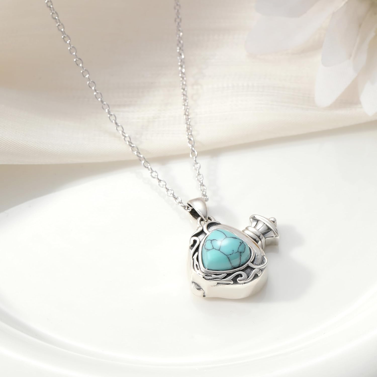 925 Sterling Silver Mushroom Teardrop Urn Necklace for Ashes Ladybug Keepsake Cremation Pendant Memorial Jewelry for Women - Image 3