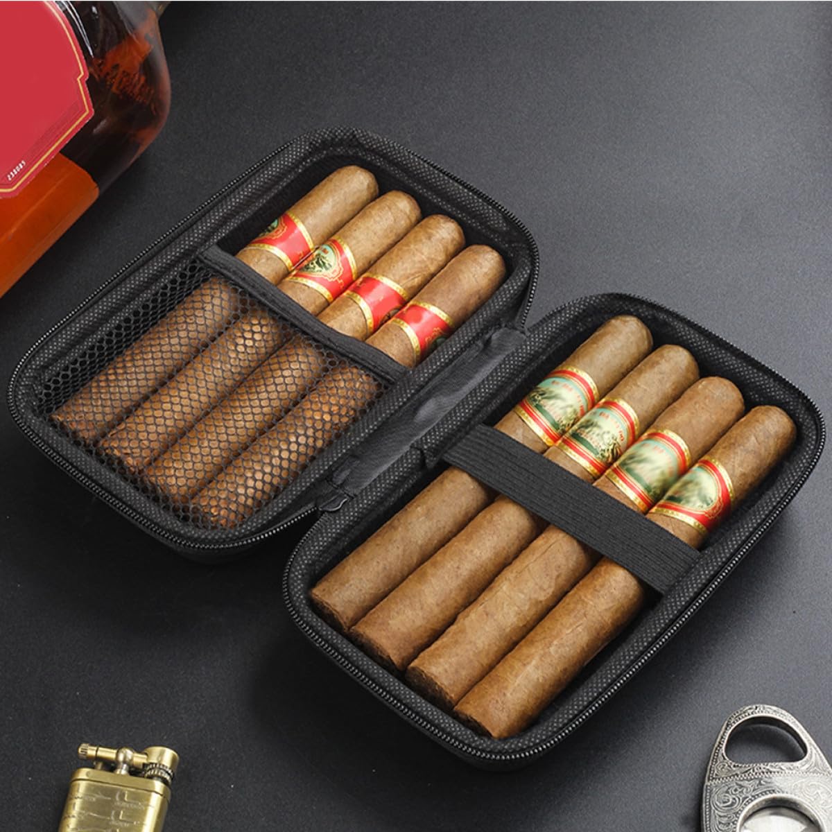 Portable EVA Cigar Case Holder for 8 Cigars, Black Travel Box image 5