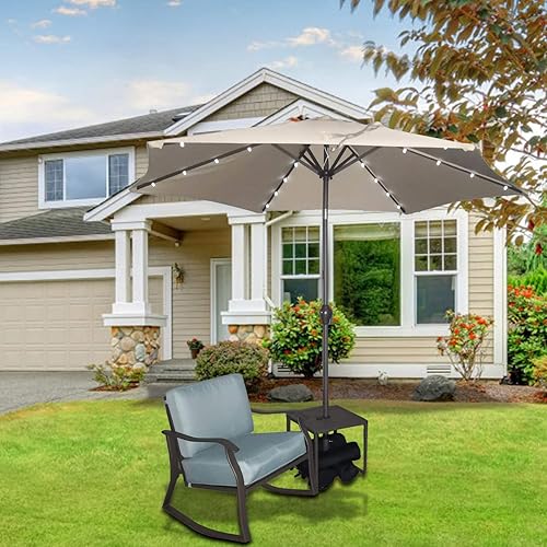 Miniatura 2 de Soporte de mesa para sombrilla de patio con agujero para paraguas, con 4 bolsas de arena, bases de sombrilla para exteriores, mesa cuadrada pequeña