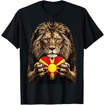 Macedonia Flag Heart Pride Country Heritage Lion Macedonian T-Shirt