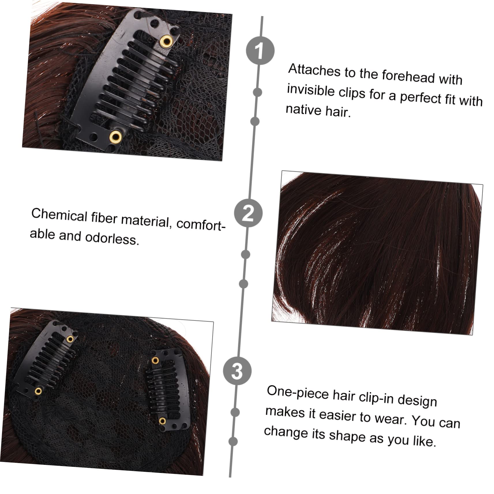 MAGICLULU 4piezas Clip De Flequillo Postizo Para Mujer Extensión De Cabello Natural Diseño Lifelike Accesorio De Moda Para y De Usar y