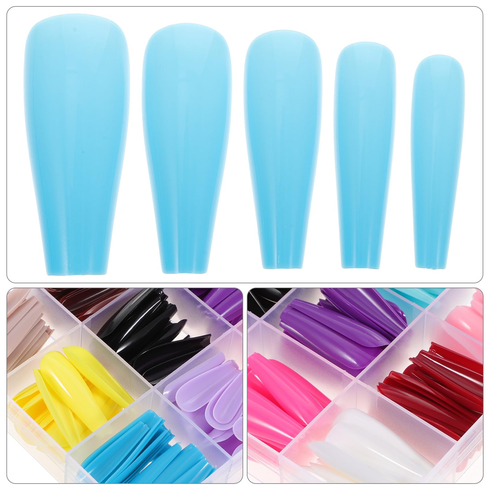 1 caja Uñas Postizas Largas Estilo Ballerina Brillo y Mate Puntas Acrílicas para DIY Accesorios para Arte de Uñas Tips Artificiales Cómodos y Fáciles de Aplicar