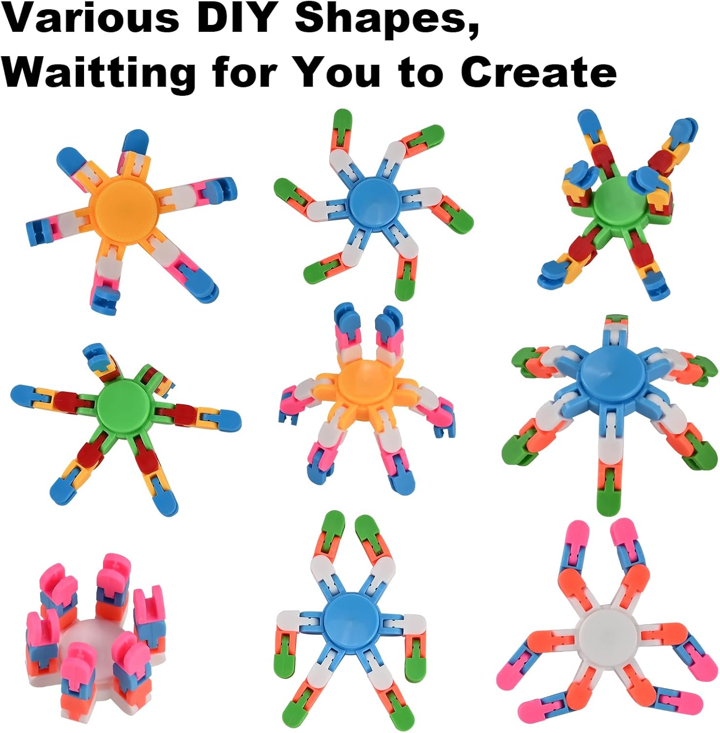 GOLDGE 28Pcs Transformable Fidget Spinners – Deformable Chain DIY Robot Toys, Stress Relief Sensory Gyro for Kids & Adults, Perfect Easter Basket Stuffers & Stocking Fillers