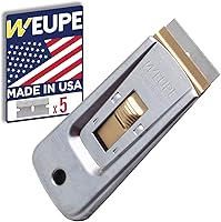 WEUPE Razor Blade Scraper with 5 Blades - Sticker Glue Paint Remover for Glass Cooktops Cars Windows - Made in USA