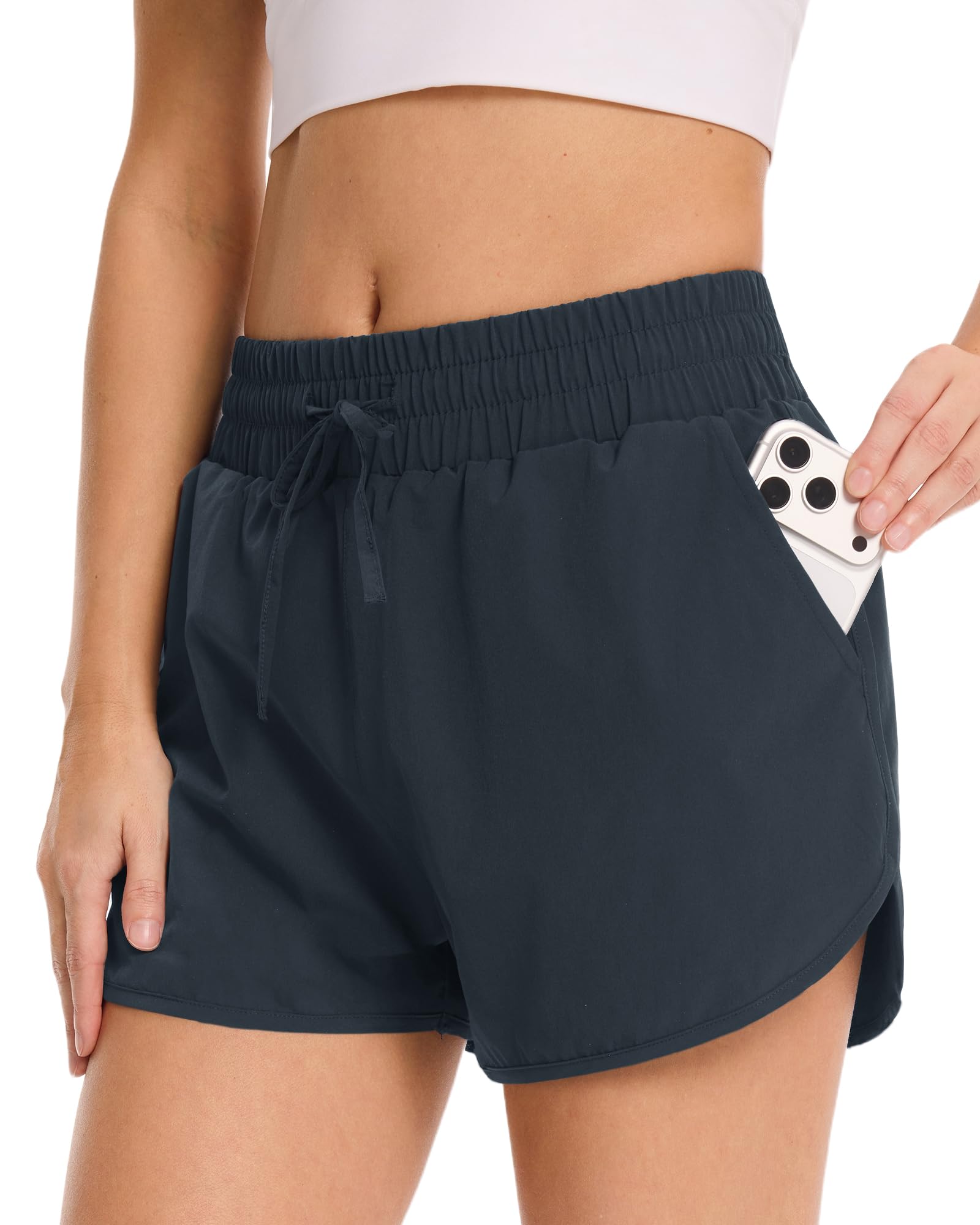 GAYHAY Running Shorts for Women - Athletic Quick Dry Sports Womens Shorts High Waisted Gym Workout Black Shorts with Pockets — view 7