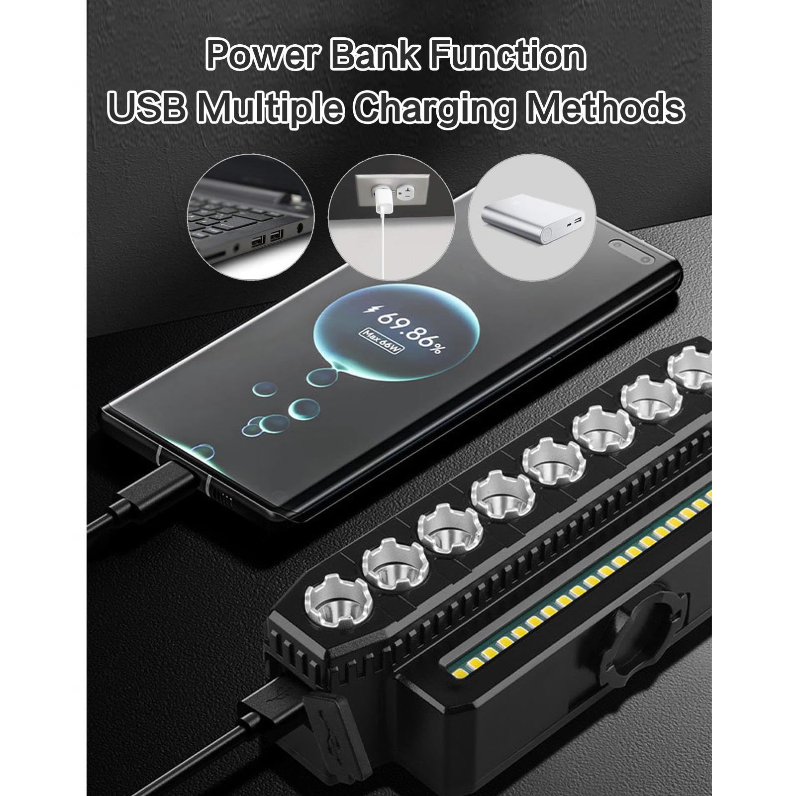 Luci Bicicletta Kit, USB Ricaricabile,Impermeabile Con Luce Posteriore Bici Da Corsa, Frecce Bici Impermeabile,Per Bici Strada E Mtb