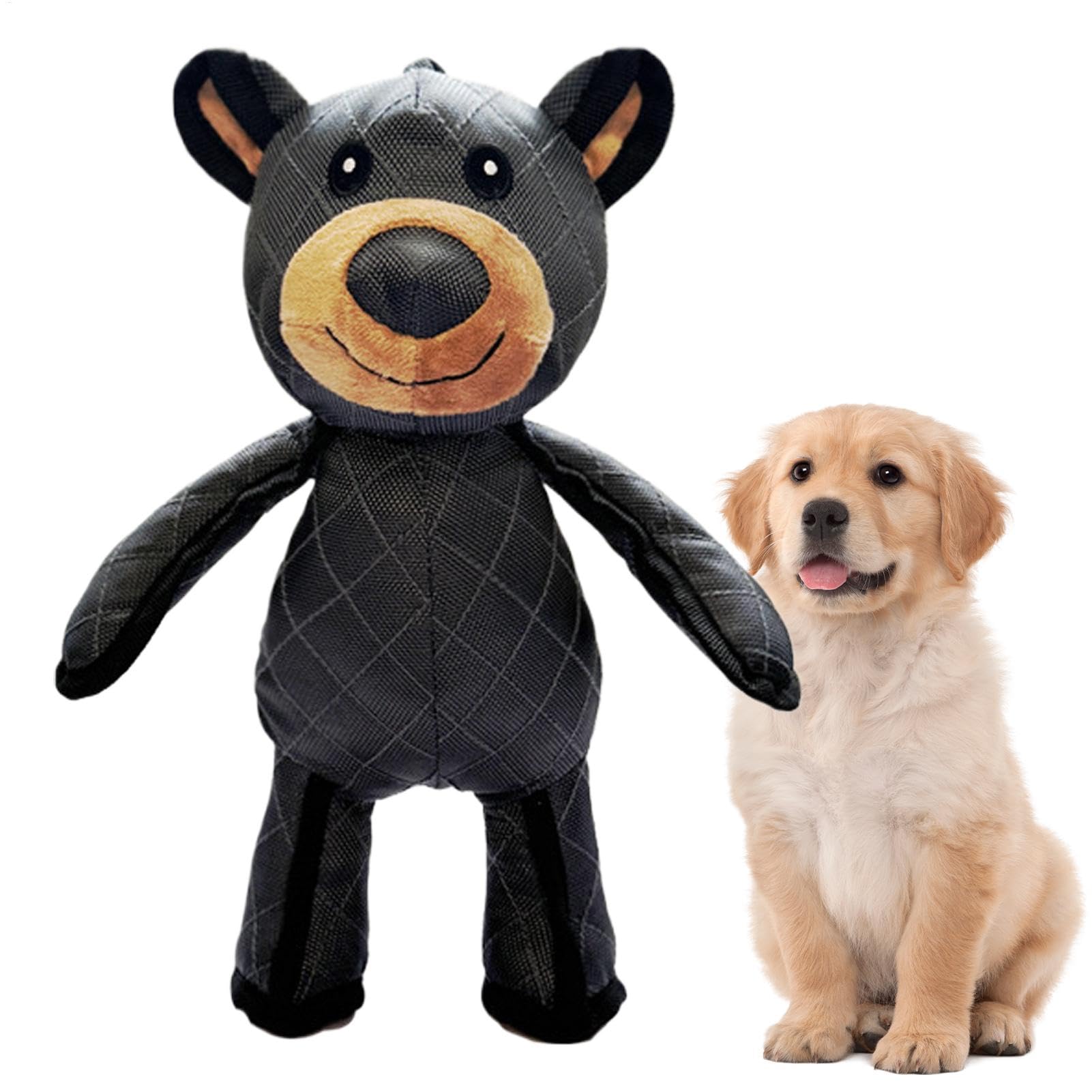 DAWCBVJQ Indestructible Robust Bear Dog Toys For Aggressive Chewers, Unbreakable Bear 2.0 Plush Squeaky Teddy, Durable Heavy-Duty Pet Toy For Large Breeds, Dog Chew Toy - 32x25cm