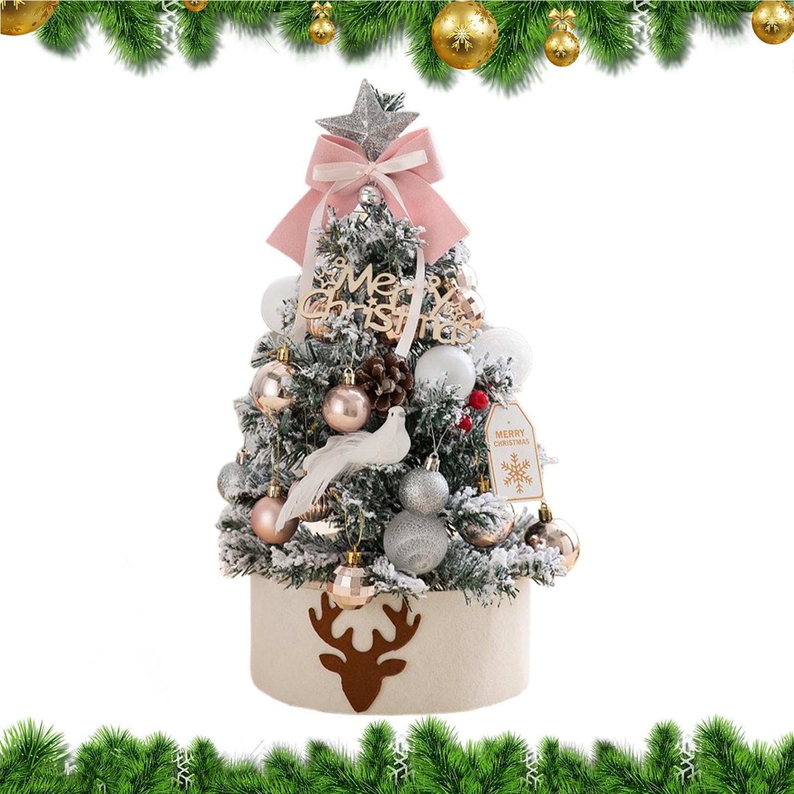 Sapin de Noël de Table de 45 cm avec éclairage intégré – | Décorations floquées pour cheminée, fenêtre, porte, décoration d'hiver