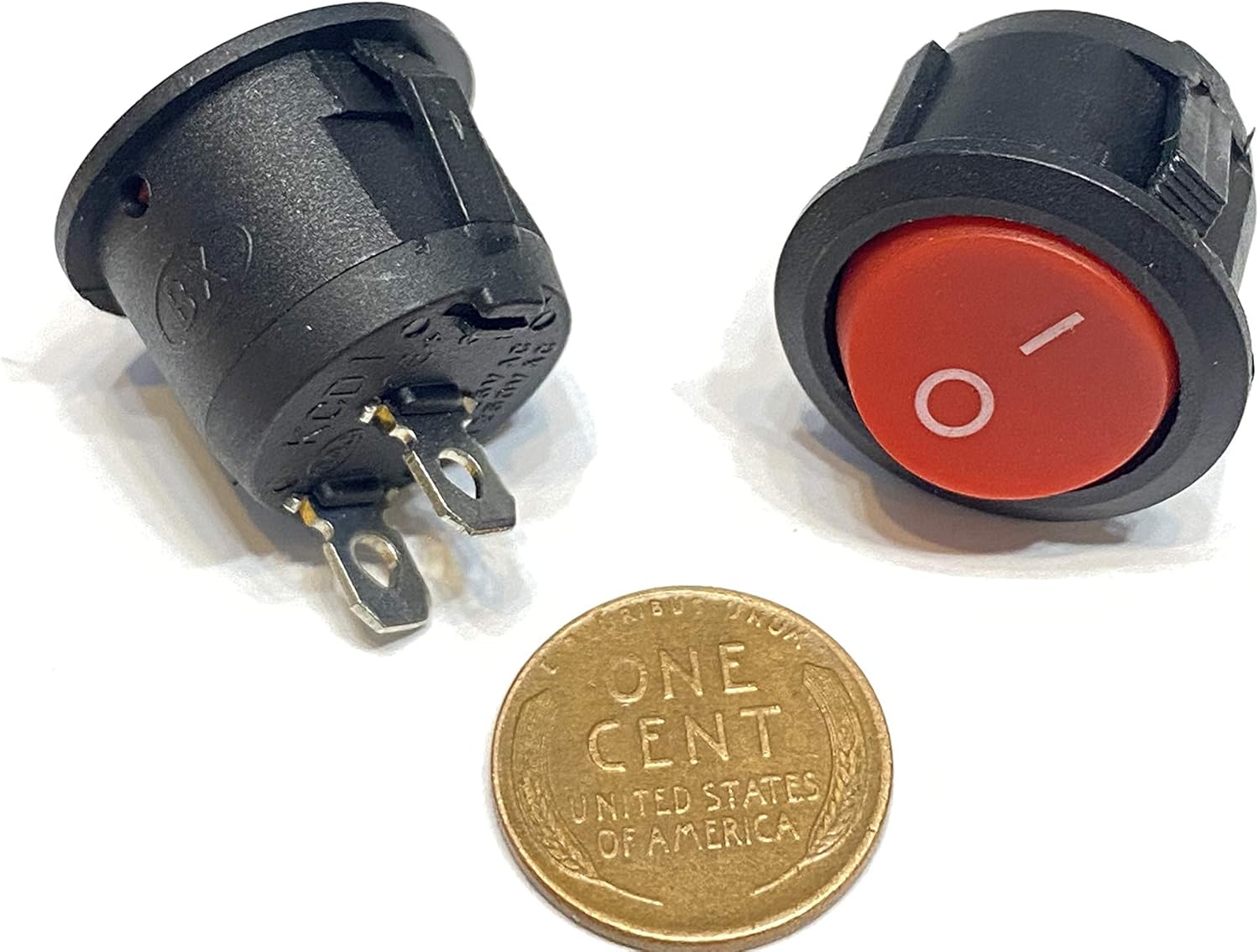 2 x On/Off Switch red Round Rocker 12V 6v DC 3/4
