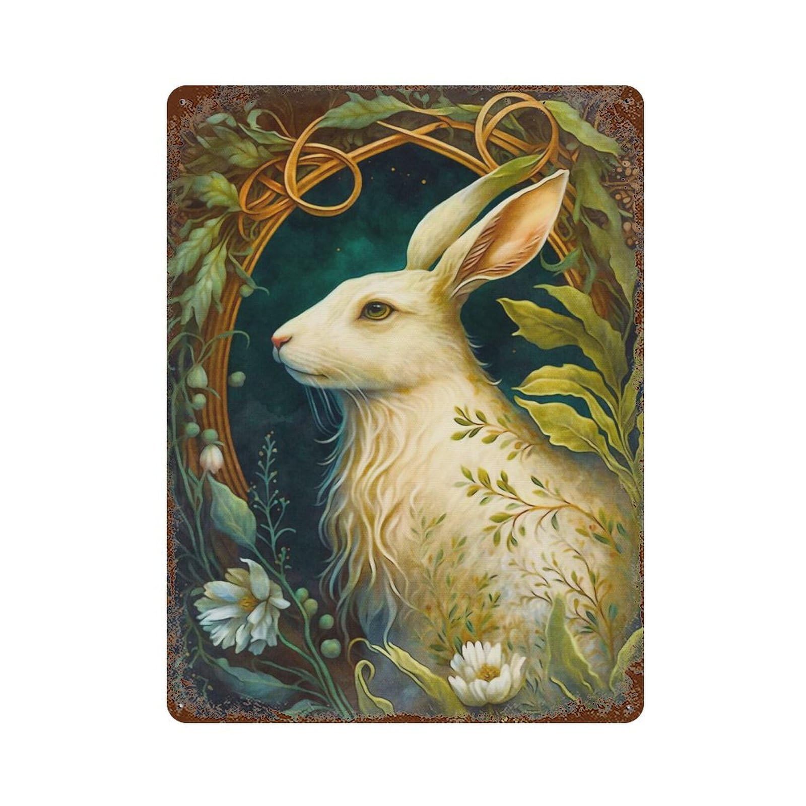 Garage Style The Rabbit Weathered Tin Sign 15.7"x11.8", Classic Wall Plaque for Bar And Workshop