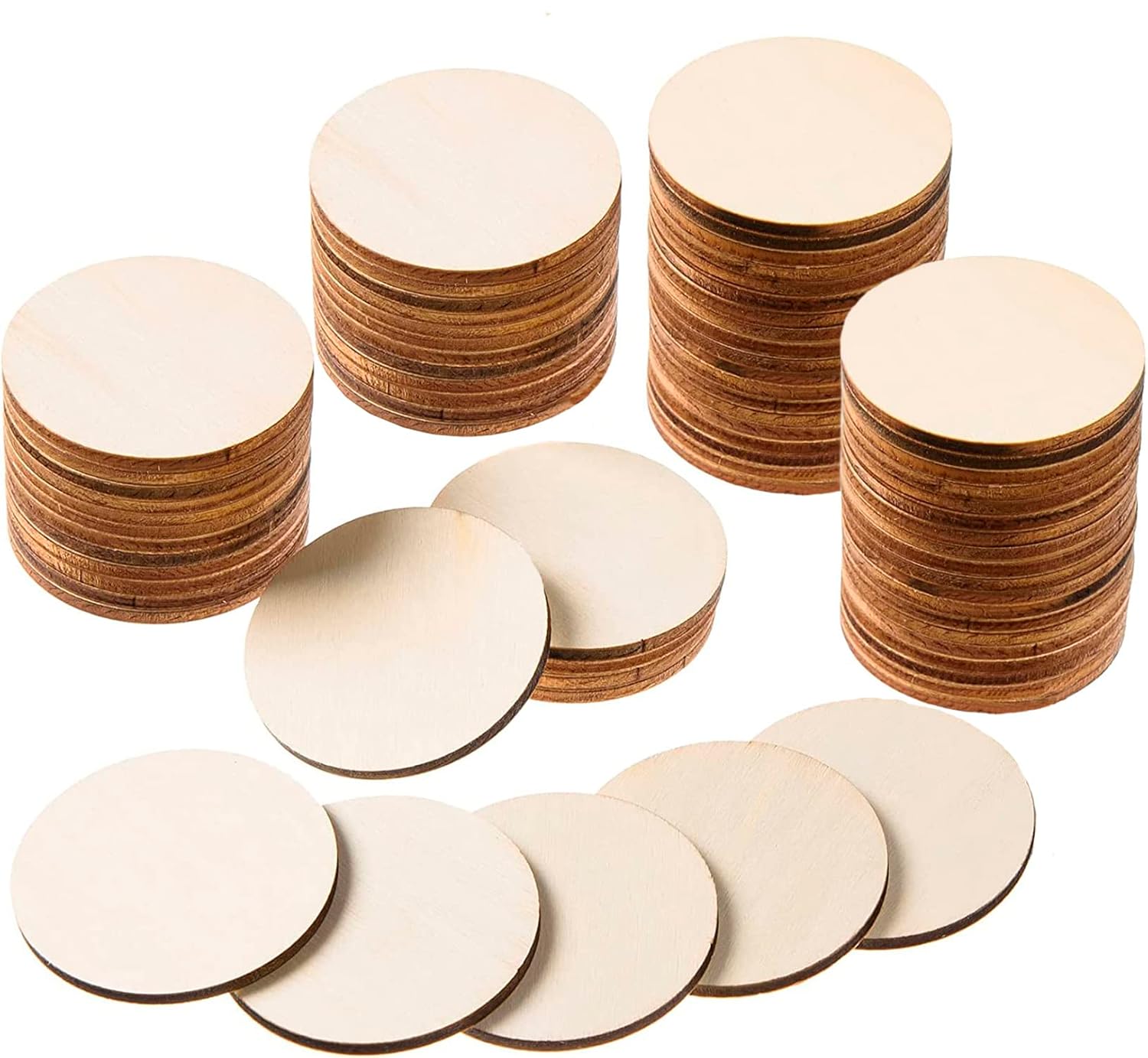 100 Pieces Unfinished Wood Circles 2inch Craft Wood Sheets 1/8inch