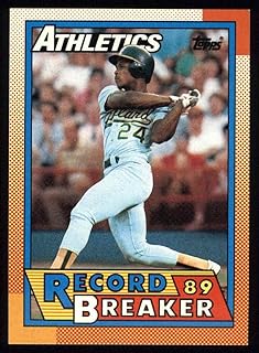 1990 Topps # 7 Record Breaker Rickey Henderson Oakland Athletics (Baseball Card) NM/MT Athletics