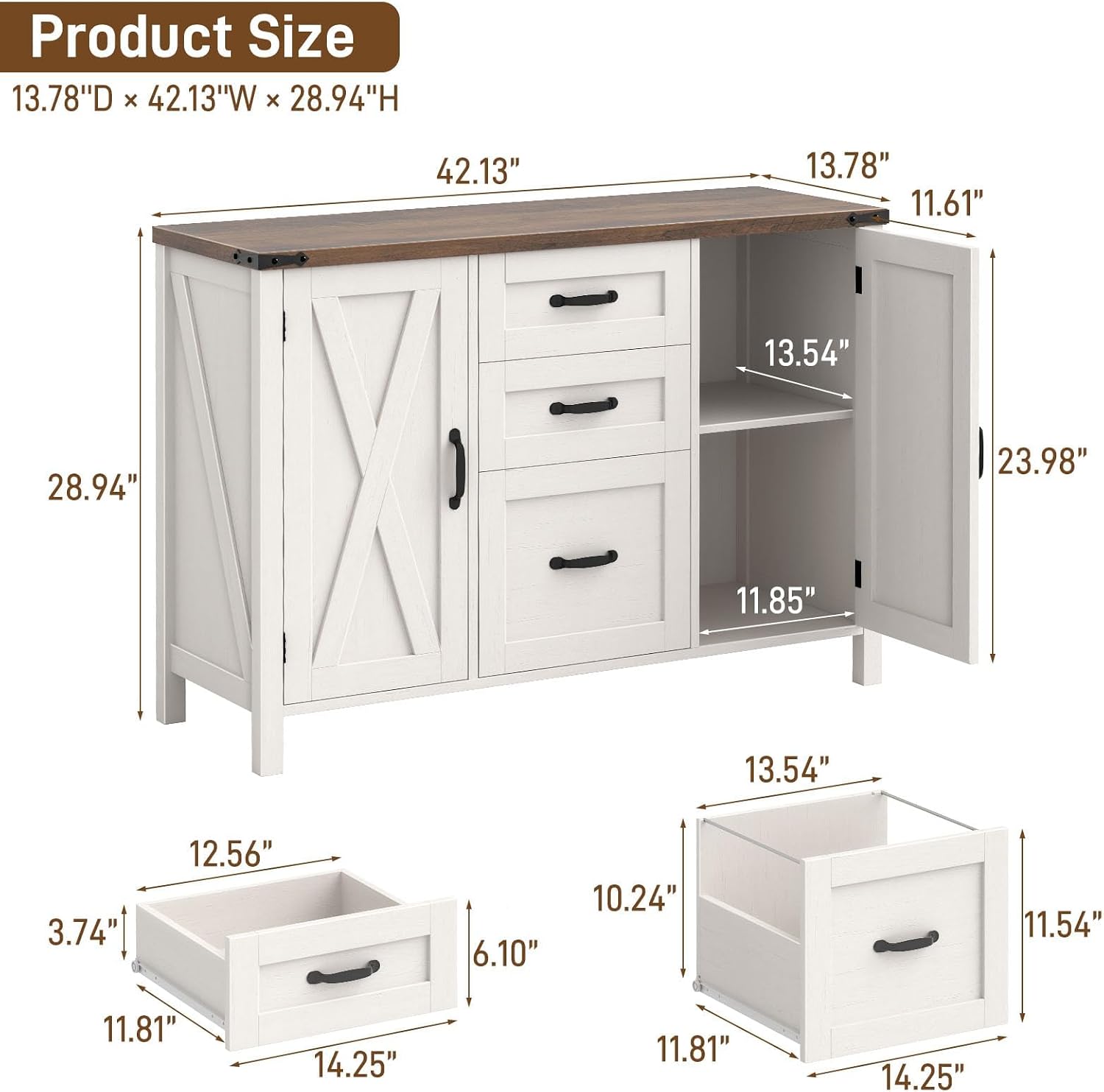 Product dimensions of the Vabches File Cabinet