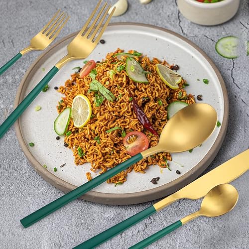 Miniatura 7 de AARAINBOW Juego de cubiertos de acero inoxidable de 6 piezas, portátil, reutilizable, juego de utensilios de viaje, incluye palillos, cuchillo,