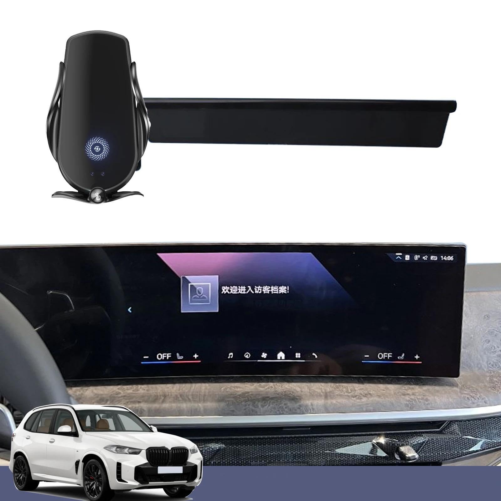 Soporte Móvil Coche para BMW X5 X6 X7 2023-2024, Soporte para teléfono móvil para Coche con Soporte de navegación GPS (Cargador Plateado)