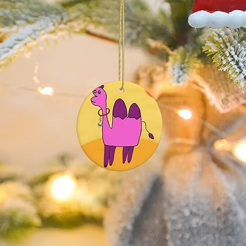 Miniatura 7 de BROLEO camel in cartoon desert Christmas Ceramic Round Pendant Decoration - Hanging for Stores, and Homes -2.9 inch