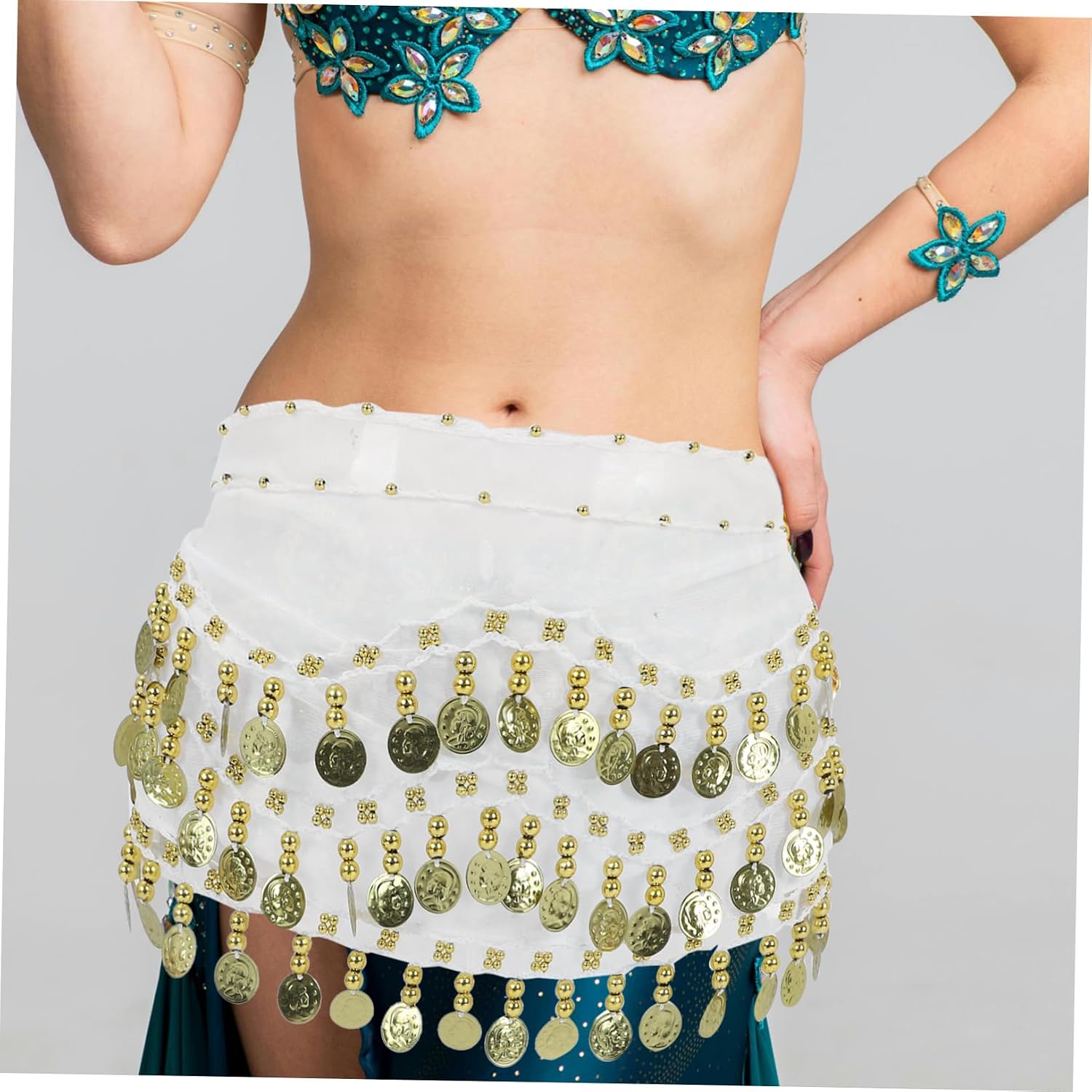 PRETYZOOM Plus Size Tops Ladies Scarf Belly Dance Hip Scarf Chiffon Dangling Belly Dance Hip Skirt with Women Tap Dancing Costumes Red Waist Belt Wrap Skirt