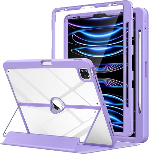 MoKo Funda para iPad Pro de 12.9 de 65433 generación 2022202120202018 con soporte para lápices, funda para iPad Pro 12.9 con protector de pantalla