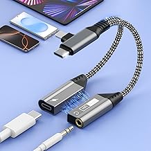 2 in 2 Magnetic USB C Adapter + Lighting Jack 3.5 mm and PD60 W Fast Charging Aux Cable Adapter Headphone Type C Lighting HiFi Chip DAC Audio USB-C Lightning Dongle Aux Cable for iPhone, Samsung