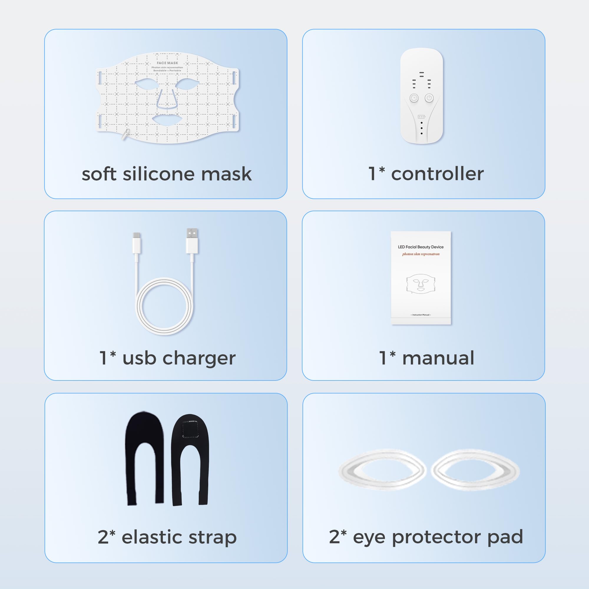 FDA-Cleared LED Light Therapy Mask, 7-Color Red Light Therapy for Face Anti-Aging, Wrinkle Reduction & Acne, Rechargeable Soft Silicone Home Skincare Device