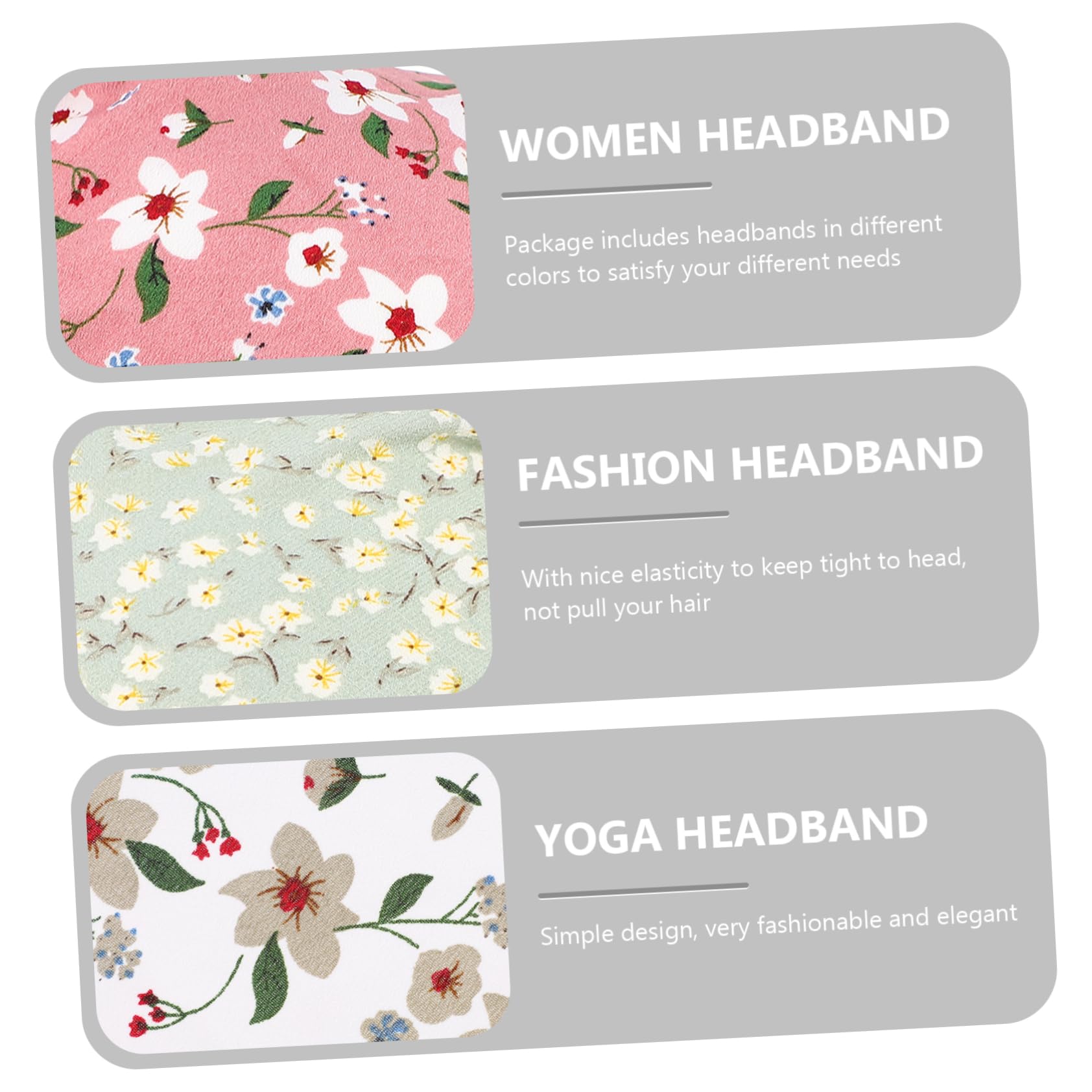 Housoutil 18pezzi Fasce Elastiche Triangolari Floreali Per Bandana Boho Headband Per Yoga e Attività Accessori Femminili Versatili