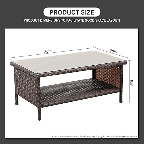 Miniatura 18 de Rattaner Mesa de patio exterior de 46 pulgadas, mesa de centro para exteriores con almacenamiento, mesa de comedor al aire libre, color gris