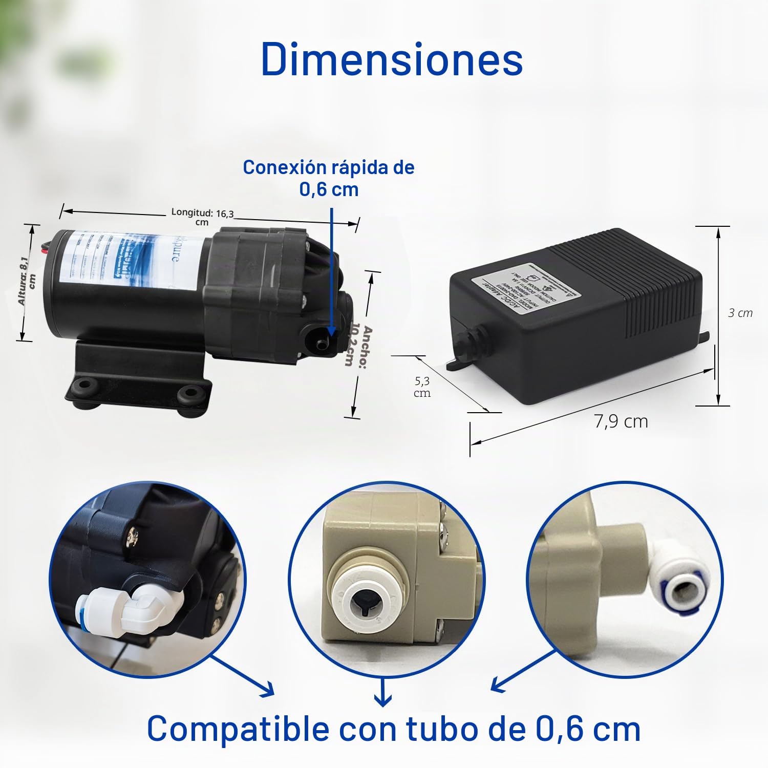 Geekpure Kit de bomba refuerzo ósmosis inversa con transformador + interruptores de alta y baja presión + accesorios para sistema RO
