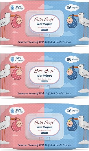 Silk Soft Multipurpose Wet Wipes – 198 Wipes (66 x 3 Packs) | Gentle, Alcohol-Free &amp; Hypoallergenic | Effective Cleaning f...