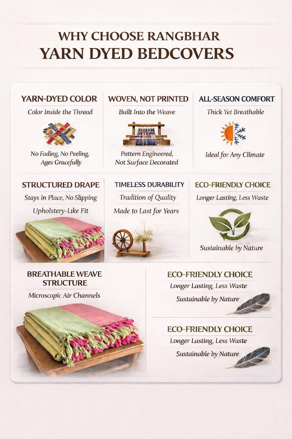 RANGBHAR Handloom Cotton Double Bedsheet - Orange & Yellow -2 RANGBHAR Handloom Cotton Double Bedsheet - Orange & Yellow -2
