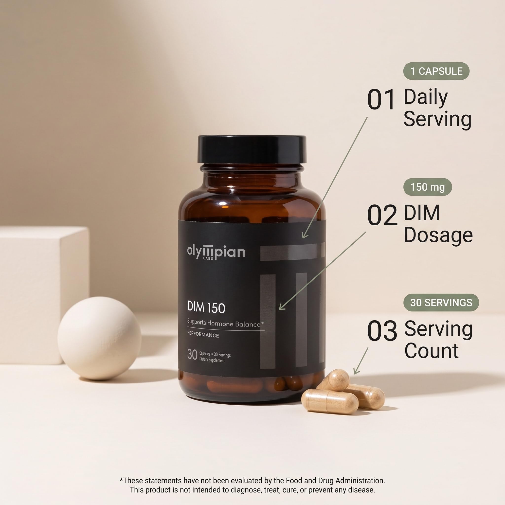 Olympian Labs DIM 150mg - DIM Diindolylmethane Supplement Capsules Supporting Hormone Balance, Clear Skin, PCOS, & Aid in Fitness Regimes - 30 Capsules (30 Day Supply) — Amazon image 4