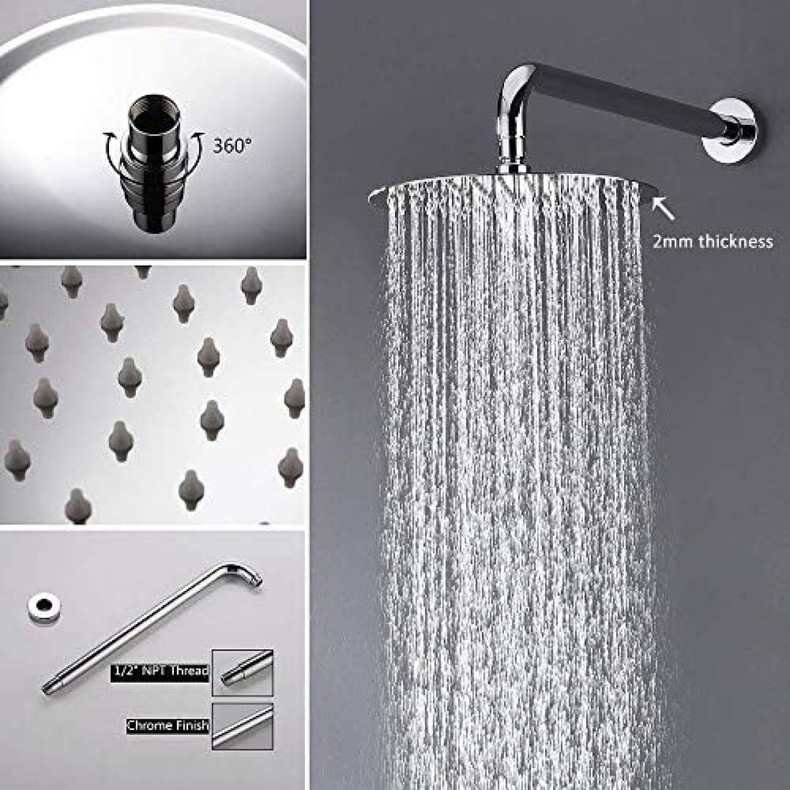 Chromowany okrągły styl zestaw baterii prysznicowej ukryty system prysznicowy z opadami deszczu wanna prysznic ciepła zimna woda bateria mieszająca kran - zestaw 40 cm, zestaw 20 cm, zestaw 25 cm