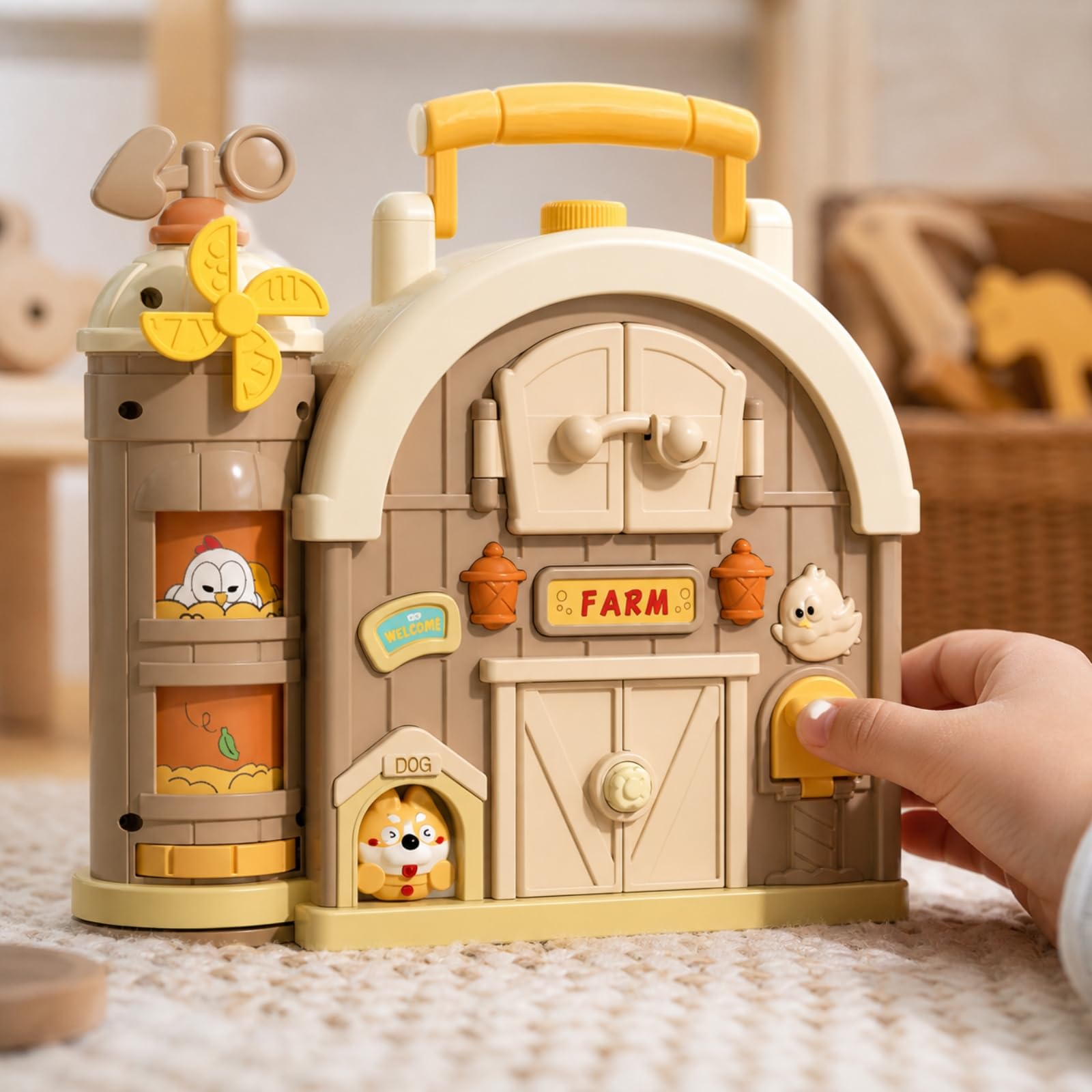 kowaku D'activités à Thème Agricole Interactif Jeu D'éveil Éléments Interactifs Ludique Livre D'activités pr s Enfants, Déplacement