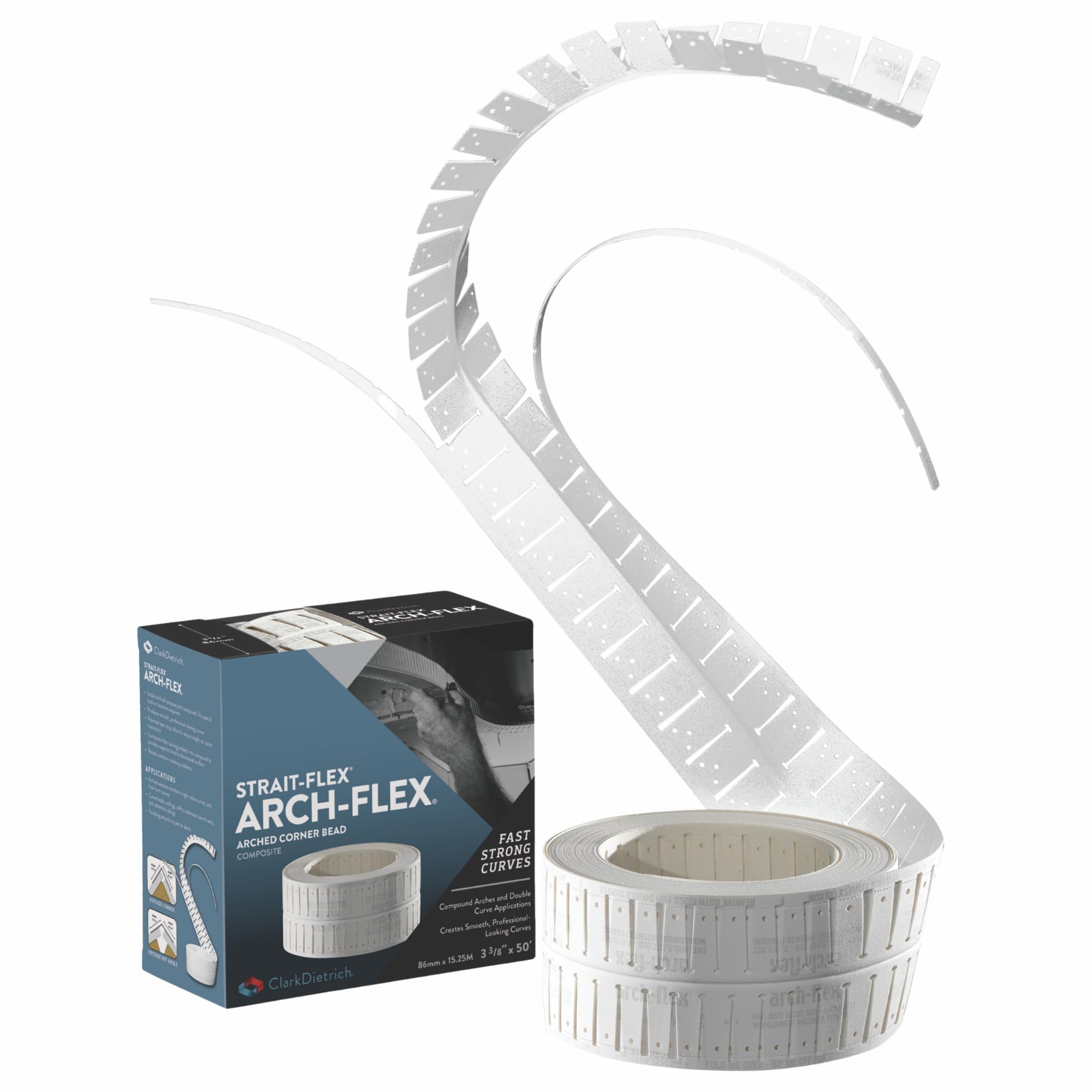 Strait Flex Drywall Tape – Arch-Flex Corner Bead for Drywall Repair – Flexible Composite Roll for Curved Corners – Fits Arched Windows, Vaults, Ducts