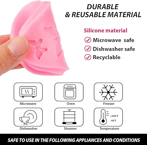 Miniatura 3 de Boao 2 moldes de silicona de mariposa, mini molde de fondant para hornear, herramienta de decoración de cupcakes, bandejas de chocolate en forma de