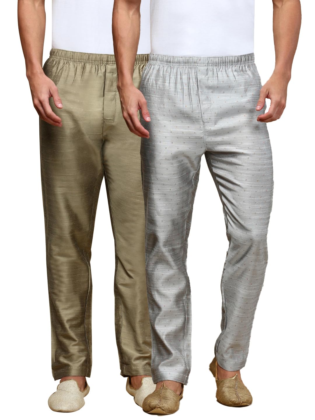 white heart Pack of 2 Mens Viscose Blend Salwar Pyjama Pant | Elasticated Waistband with Inner Drawstring, Button Closure, Side Pockets| Regular Fit Ethnic Wear Churidar Pajama-picture-30