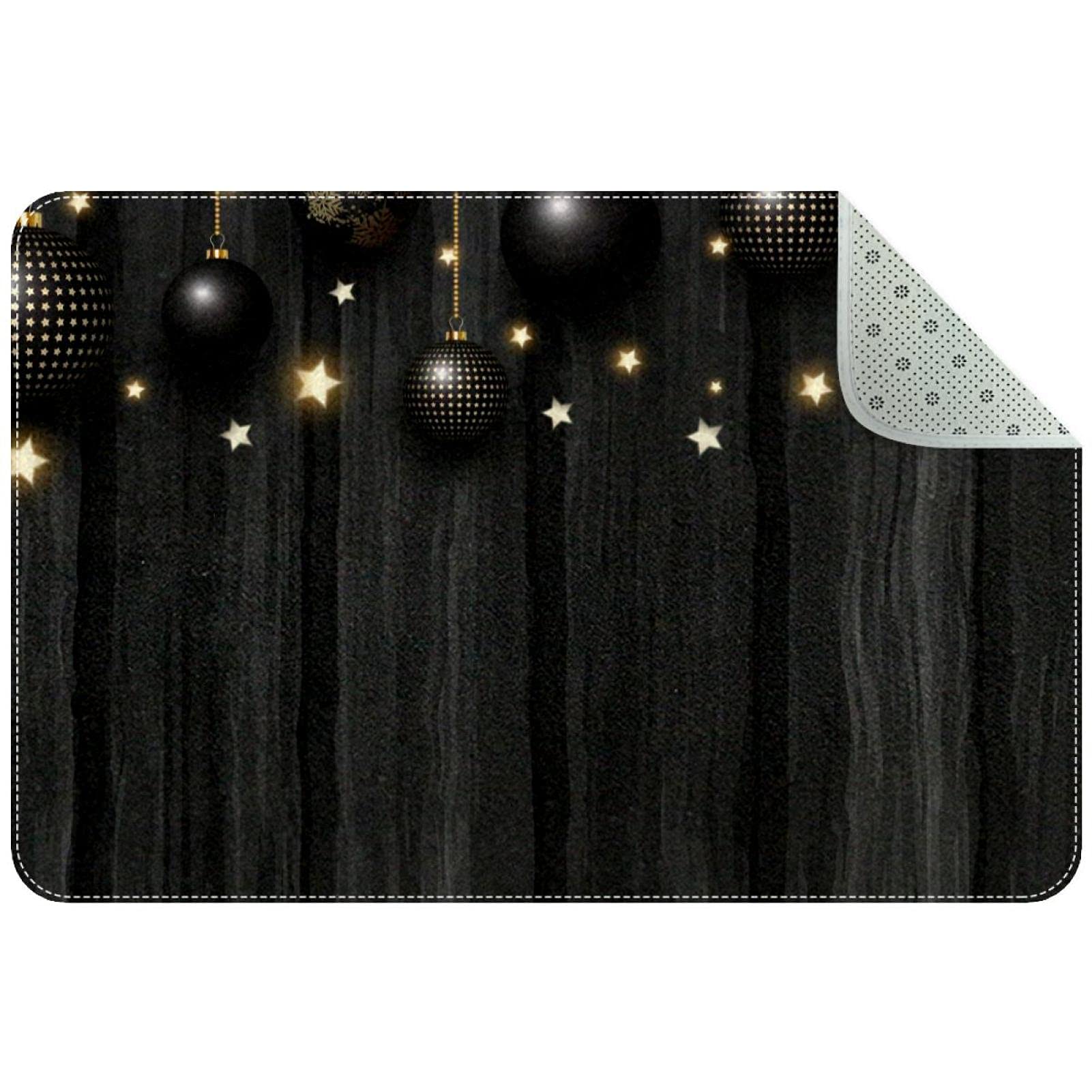 Paillasson intérieur extérieur avec boules de Noël et étoiles tapis entrée durable