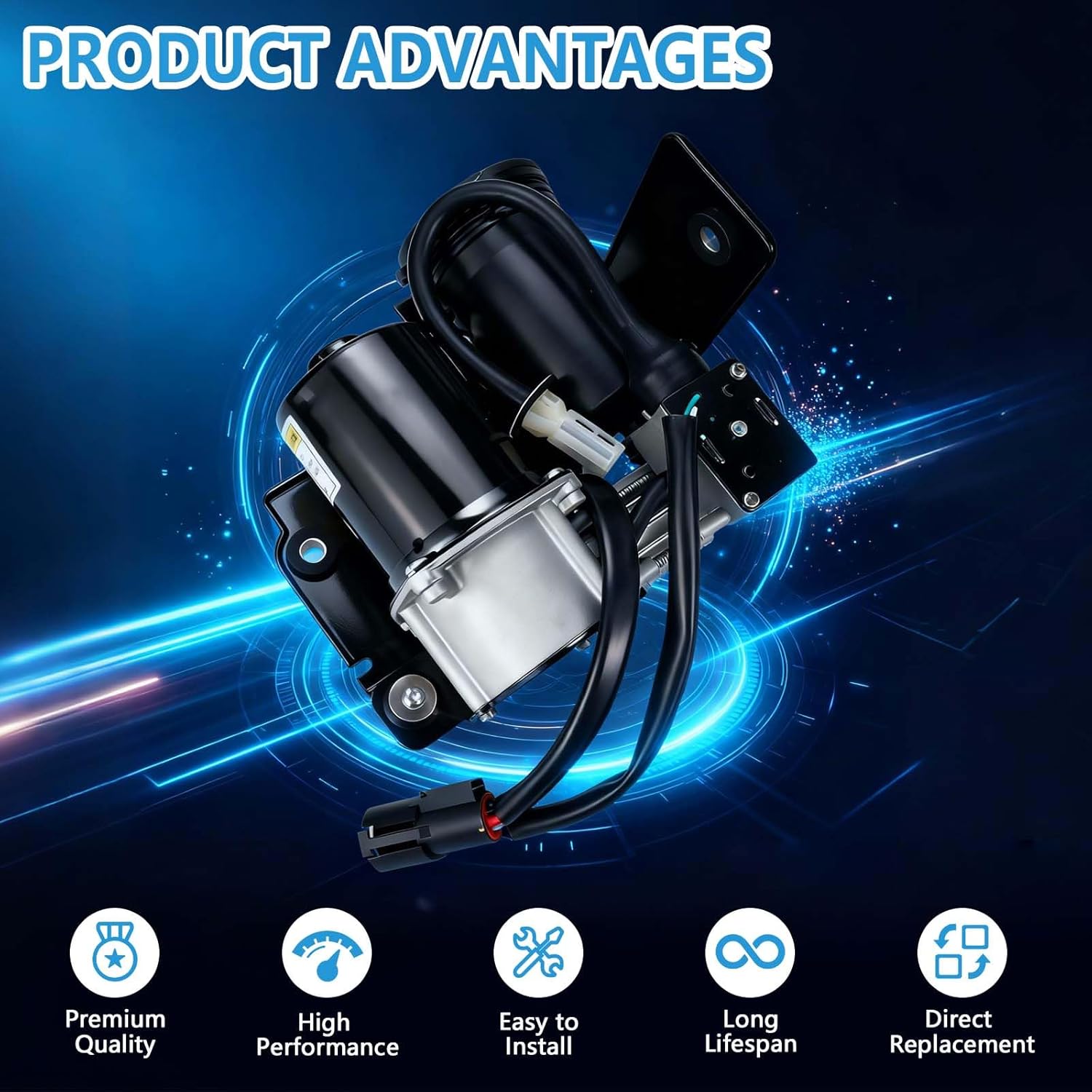 Air Suspension Compressor Pump Compatible with Ford Expedition Lincoln Navigator 2007-2018 with Bracket Replaces 7L1Z5319AE 7L1Z5319A 949-202